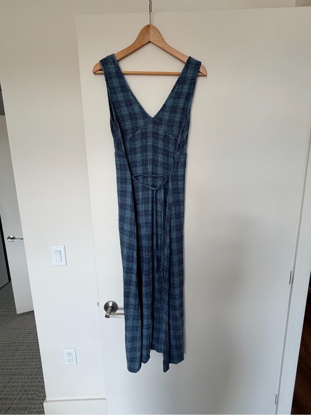 Afends Blue Plaid Maxi Dress Tully. - Picture 3 of 4
